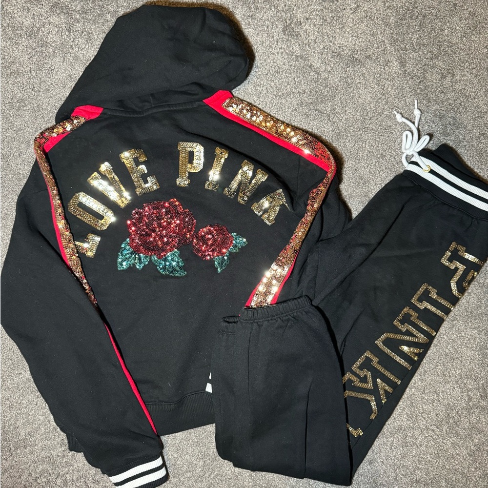 Sequin love pink rose set